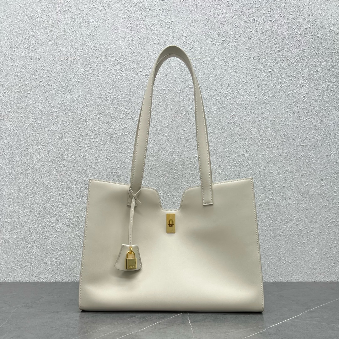 Celine Cabas 16 Smooth Calfskin Handbag Shoulder Bag White 112583